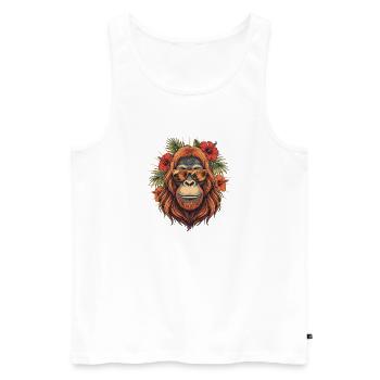 Tropical Orangutan with Sunglasses - Men's Premium Organic Tank Top - white - Front - Michal (187cm)