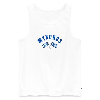 Griechische Flaggen von Mykonos - Männer Premium Bio Tank Top - Weiß - Vorne - AI Model Male 178 light (178cm)