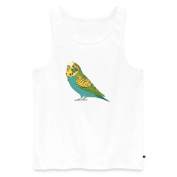 Budgie Green Yellow Turquoise Parakeet Parrot - Men's Premium Organic Tank Top - white - Front - AI Model Male 178 light (178cm)