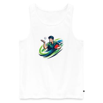 Table Tennis Serve Shirt Ping Pong Player - Men's Premium Organic Tank Top - white - Front - Michal (187cm)