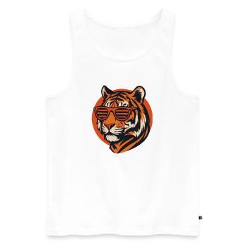 Tiger with retro sunglasses - Men's Premium Organic Tank Top - white - Front - Michal (187cm)
