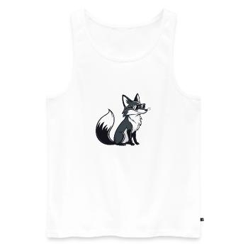 Schwarz-Weiß Cooler Fuchs mit Sonnenbrille - Männer Premium Bio Tank Top - Weiß - Vorne - Michal (187cm)