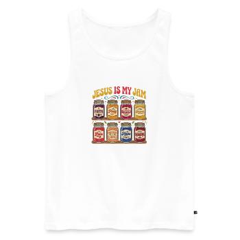 Jesus Is My Jam – Glasses of Faith - Men's Premium Organic Tank Top - white - Front - AI Model Male 178 light (178cm)