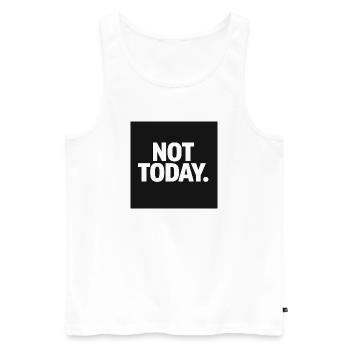 Pas aujourd’hui. T-shirt – Citation pour le stress minimal - Débardeur bio Premium Homme - blanc - Devant - Michal (187cm)