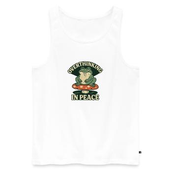 Overthinking in Peace Frog Humor Relax - Men's Premium Organic Tank Top - white - Front - Michal (187cm)