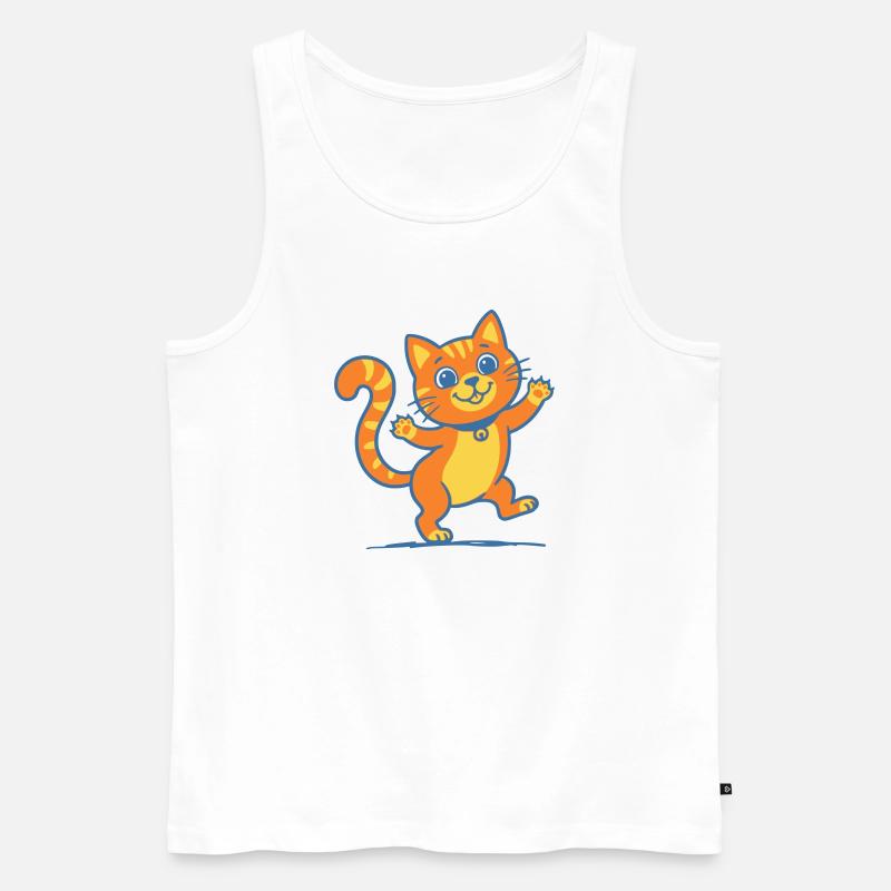 Lächelnde Orange Katze - Männer Premium Bio Tank Top - Weiß