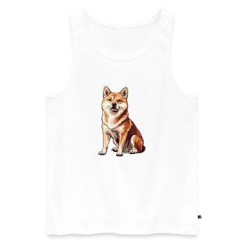 Dessin Shiba Inu - Débardeur bio Premium Homme - blanc - Devant - AI Model Male 178 light (178cm)