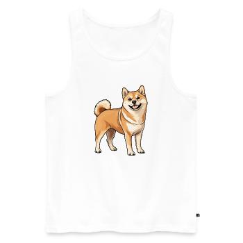Cheerful Shiba Inu Cartoon - Men's Premium Organic Tank Top - white - Front - Michal (187cm)