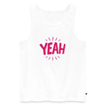 Yeah Pink Schriftzug mit Strahlen - Männer Premium Bio Tank Top - Weiß - Vorne - AI Model Male 178 light (178cm)