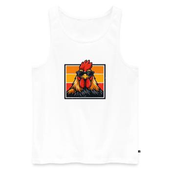 F-Caw-F Graphique drôle de mème de coq de poulet - Débardeur bio Premium Homme - blanc - Devant - Michal (187cm)