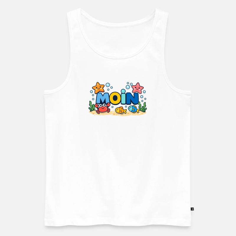 MOIN Möwe Leuchtturm Maritim Bunt - Männer Premium Bio Tank Top - Weiß
