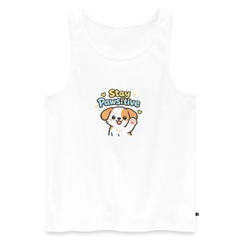 Stay Pawsitive – Cute Dog Caricature - Men's Premium Organic Tank Top - white - Front - AI Model Male 178 light (178cm)