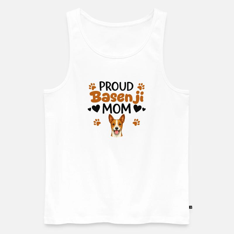 Stolze Barkless Dog Mutter, Basenji - Männer Premium Bio Tank Top - Weiß
