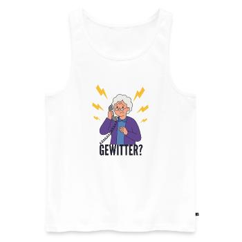 Gewitter-Alarm: Omi am Telefon - Männer Premium Bio Tank Top - Weiß - Vorne - Michal (187cm)