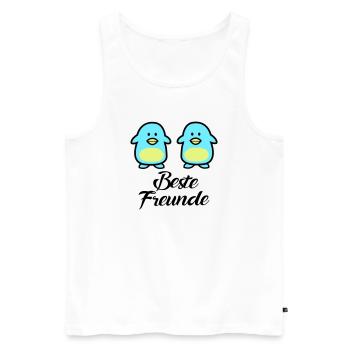 Pinguine Beste Freunde - Männer Premium Bio Tank Top - Weiß - Vorne - Michal (187cm)