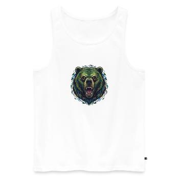 Wild Color Bear Head - Men's Premium Organic Tank Top - white - Front - AI Model Male 178 light (178cm)