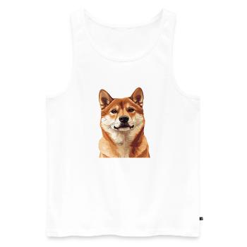 Shiba Inu Portrait Illustration - Débardeur bio Premium Homme - blanc - Devant - Michal (187cm)