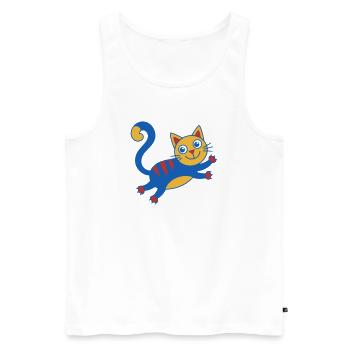 Saut magique du chat coloré - Débardeur bio Premium Homme - blanc - Devant - AI Model Male 178 light (178cm)