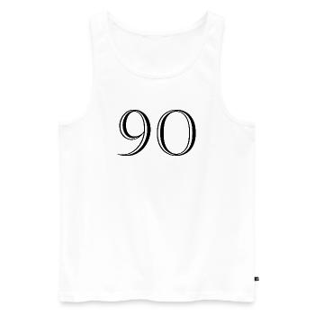 90. 90 ANS. 90e ANNIVERSAIRE. ANNIVERSAIRE 90 ANS. - Débardeur bio Premium Homme - blanc - Devant - AI Model Male 178 light (178cm)