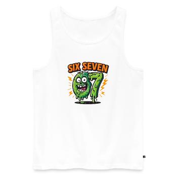 Six Seven 67 Zombie Horror Humor Italian Brainrot - Men's Premium Organic Tank Top - white - Front - Michal (187cm)