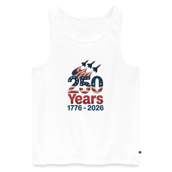 USA 250 Bannière des années 1776-2026 avec étoiles - Débardeur bio Premium Homme - blanc - Devant - Michal (187cm)