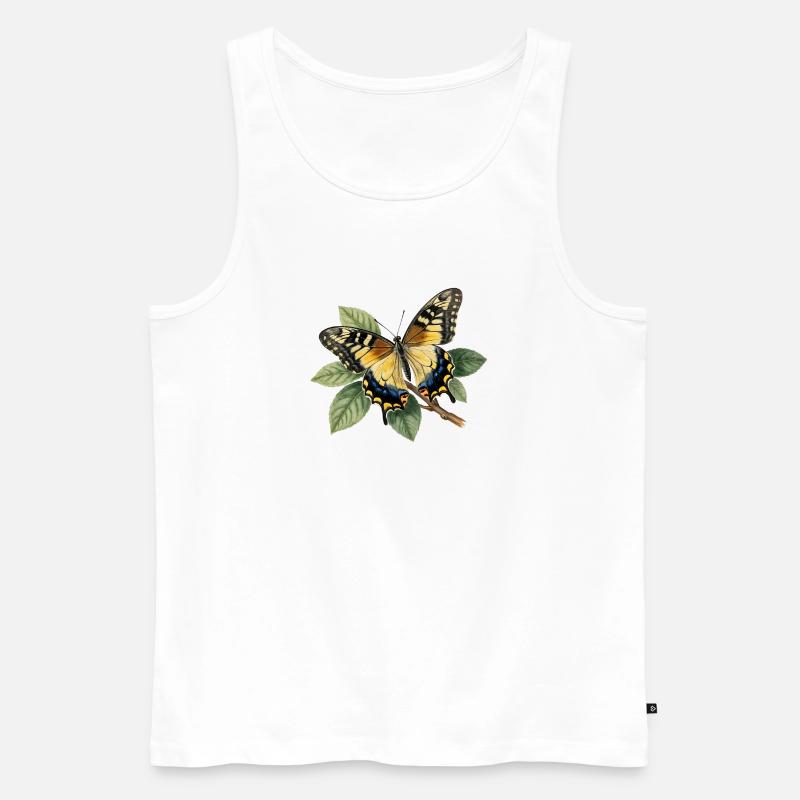 Schwalbenschwanz oder Große Haarsträhne, Papilio machaon - Männer Premium Bio Tank Top - Weiß