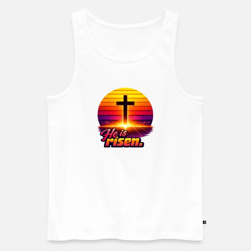 He is risen Sunset retro - Männer Premium Bio Tank Top - Weiß