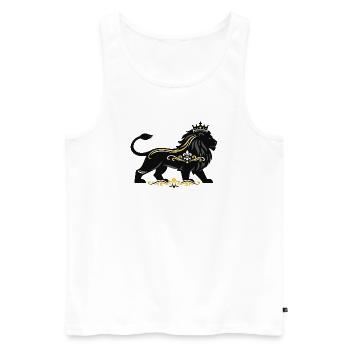 Royal Lion with Gold Ornament - Men's Premium Organic Tank Top - white - Front - AI Model Male 178 light (178cm)