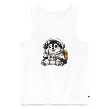 Un chien mignon Husky astronaute dans le dessin animé spatial Ent - Débardeur bio Premium Homme - blanc - Devant - Michal (187cm)