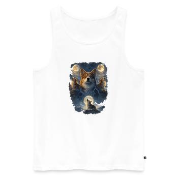 Dreimonde Corgi. - Männer Premium Bio Tank Top - Weiß - Vorne - AI Model Male 178 light (178cm)