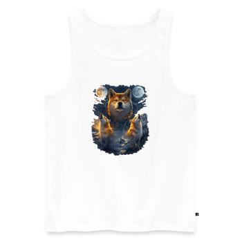 Shiba Inu Zwei Monde - Männer Premium Bio Tank Top - Weiß - Vorne - AI Model Male 178 light (178cm)