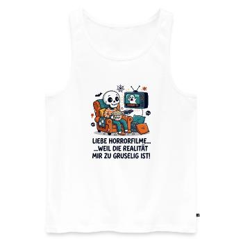 Horror Filme Realität Grusel Humor - Männer Premium Bio Tank Top - Weiß - Vorne - Michal (187cm)