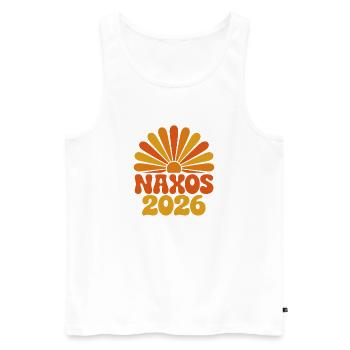 Coucher de soleil Naxos 2026 - Débardeur bio Premium Homme - blanc - Devant - AI Model Male 178 light (178cm)