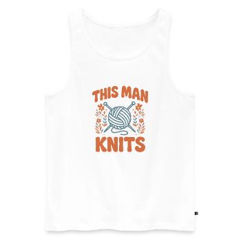 This Man Knits | Men's Wool Needles - Men's Premium Organic Tank Top - white - Front - Michal (187cm)