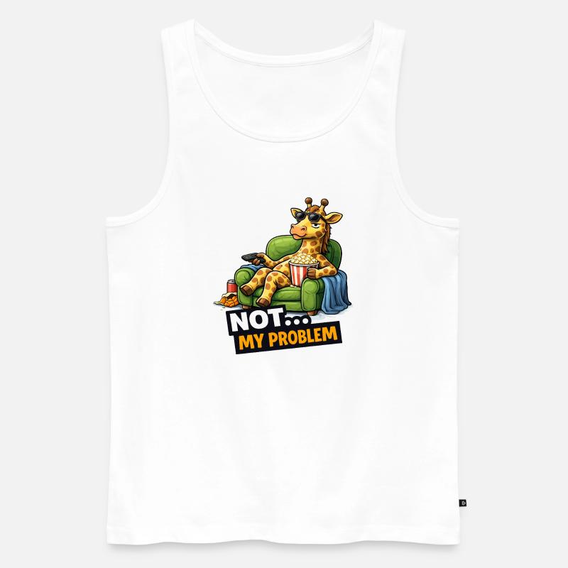 Not My Problem Giraffe Canapé Meme - Débardeur bio Premium Homme - blanc