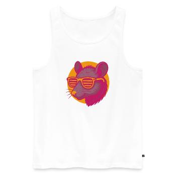 Ratte mit Sonnenbrille - Männer Premium Bio Tank Top - Weiß - Vorne - Michal (187cm)