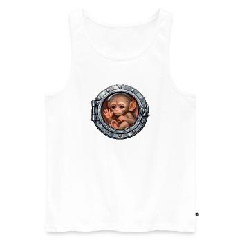 Baby monkey in metal hatch - Men's Premium Organic Tank Top - white - Front - AI Model Male 178 light (178cm)