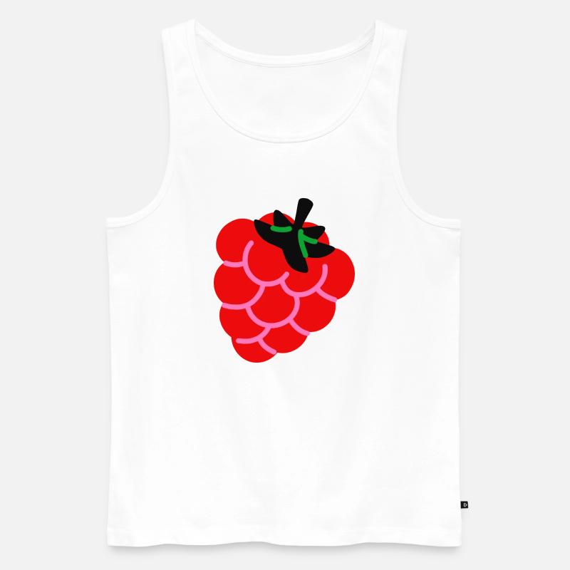 Raspberry Fruit Shirt Minimal Berry Design - Männer Premium Bio Tank Top - Weiß