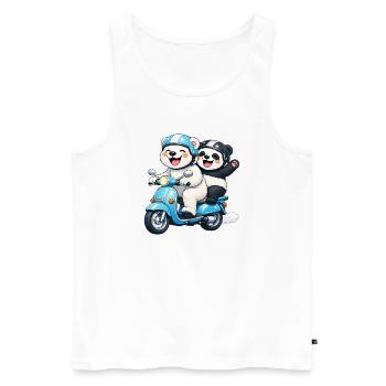 Polar Bear and Panda Bear on a Scooter - Men's Premium Organic Tank Top - white - Front - AI Model Male 178 light (178cm)
