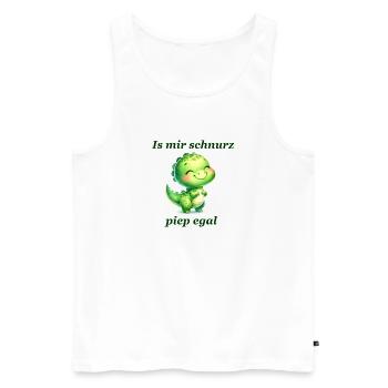 Schnurz piep egal Lustiger Spruch süßer Dino - Männer Premium Bio Tank Top - Weiß - Vorne - AI Model Male 178 light (178cm)