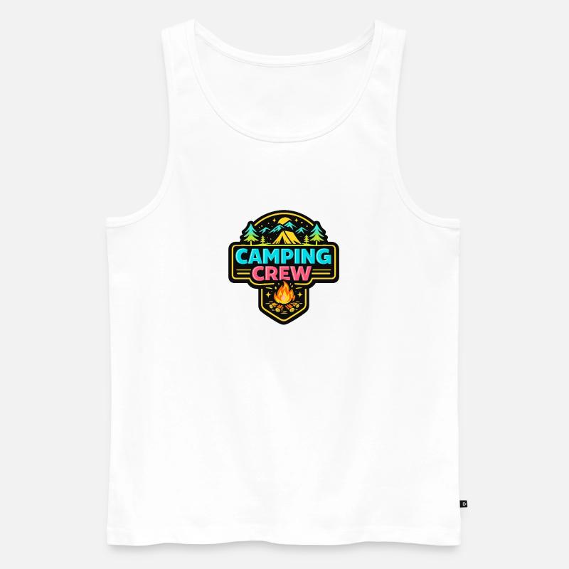 Camping Crew Neon Abzeichen - Männer Premium Bio Tank Top - Weiß