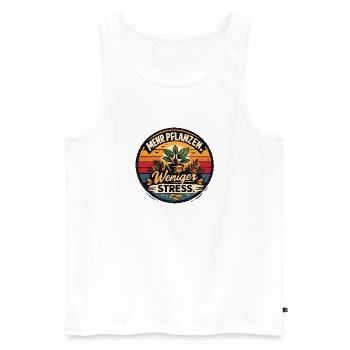 Pflanzenpause: Weniger Stress - Männer Premium Bio Tank Top - Weiß - Vorne - Michal (187cm)