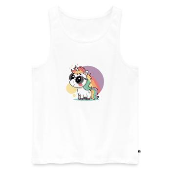 Licorne pastel en lunettes et arc ciel - Débardeur bio Premium Homme - blanc - Devant - AI Model Male 178 light (178cm)