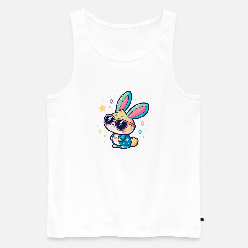 Pastel Bunny Pop Sonnenbrille - Männer Premium Bio Tank Top - Weiß