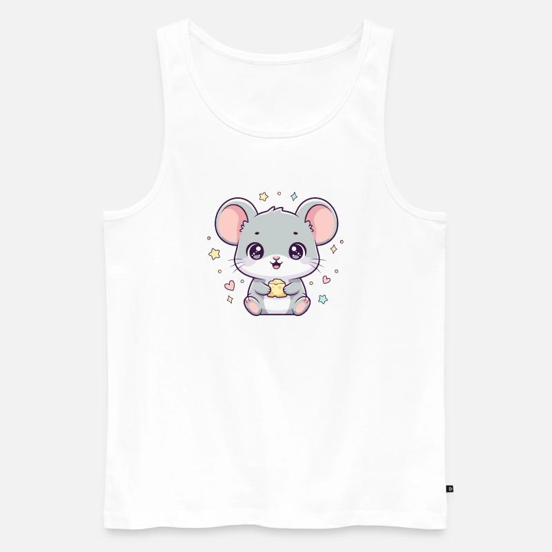 Kawaii Maus mit Käse - Männer Premium Bio Tank Top - Weiß