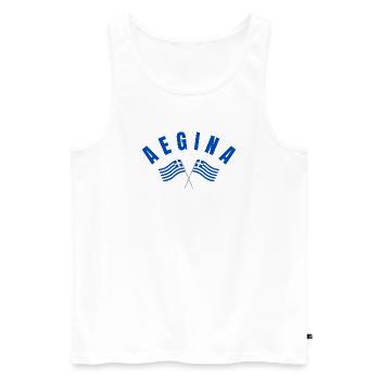 Aegina Crossed  Greek Flags  - Men's Premium Organic Tank Top - white - Front - Michal (187cm)