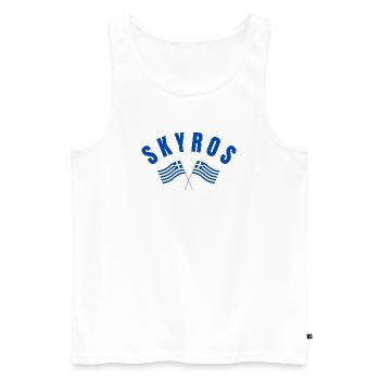 Drapeaux croisés grecs de Skyros - Débardeur bio Premium Homme - blanc - Devant - AI Model Male 178 light (178cm)