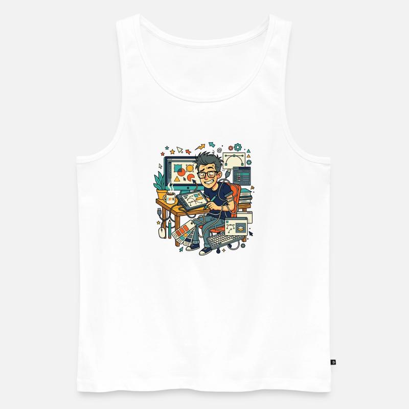 Graphic Designer Workflow Chaos - Männer Premium Bio Tank Top - Weiß