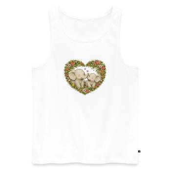 Floral Heart Elephants Kiss - Men's Premium Organic Tank Top - white - Front - Michal (187cm)