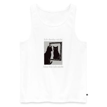 Ich denke nicht Katzenspiegel Humor - Männer Premium Bio Tank Top - Weiß - Vorne - Michal (187cm)